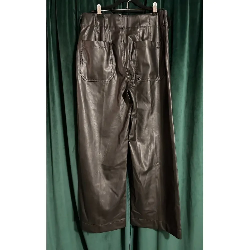 Maeve The Colette Faux Leather Full-Length Wide-Leg Pants Size 30 - Picture 4 of 7